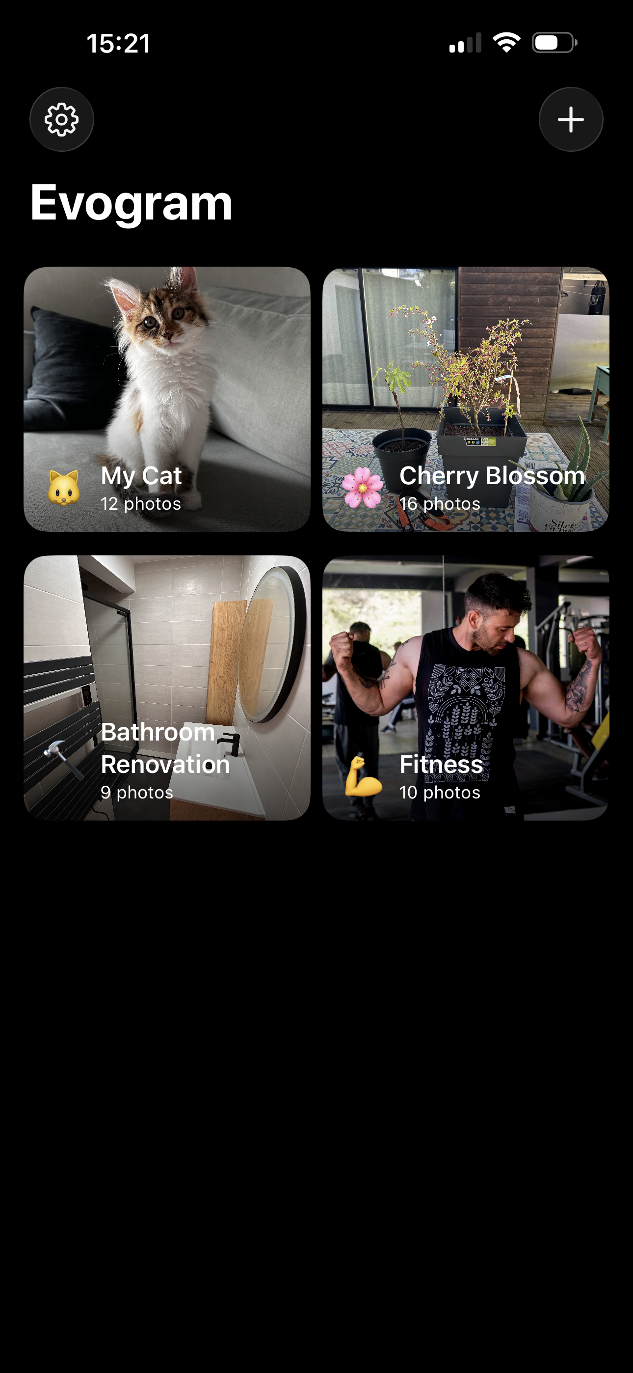 Evogram collections screen