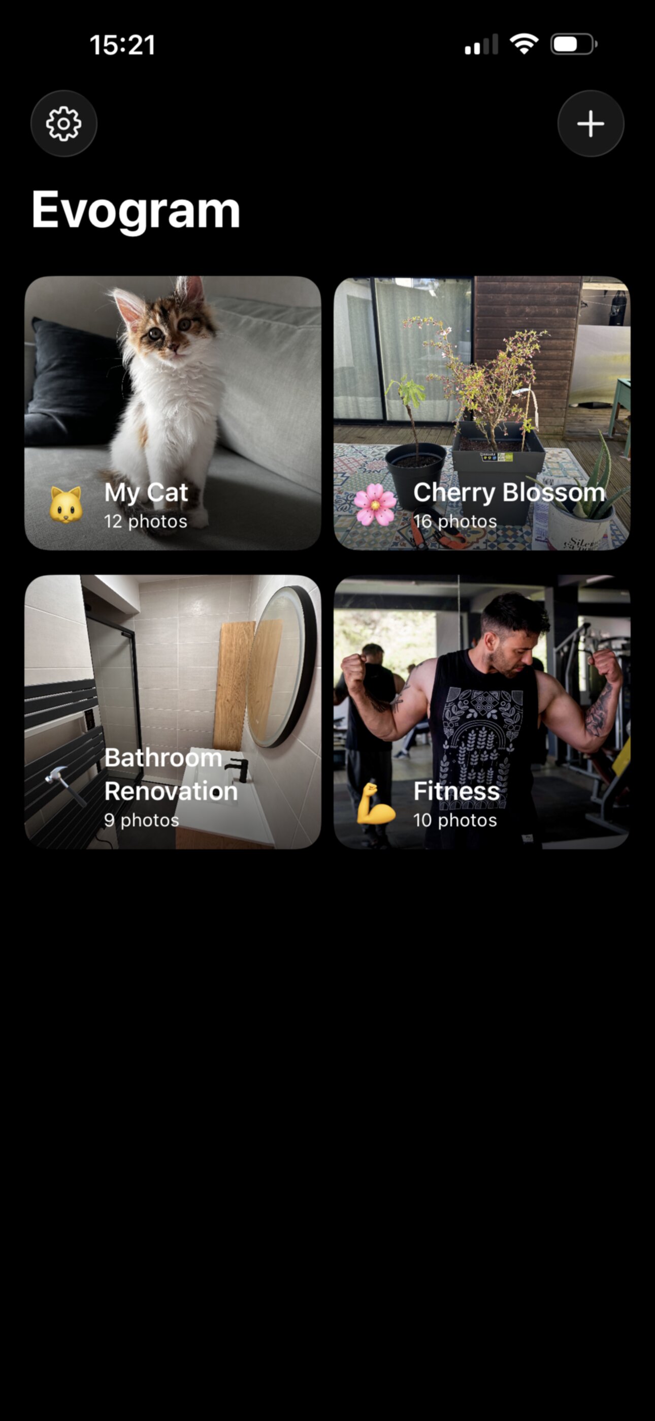 Evogram collections screen
